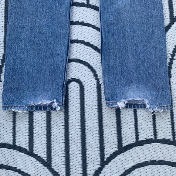 Levi's 505 Regular Straight Leg Distressed Denim Jeans - Picture 7 of 11